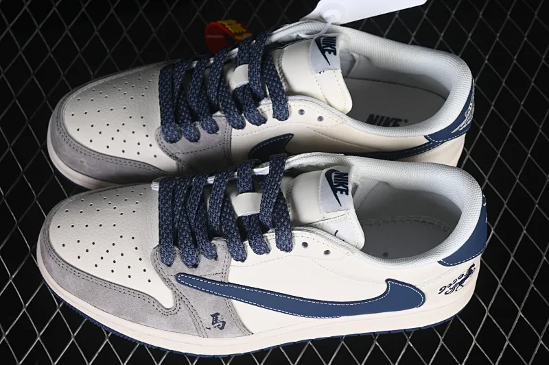 All categories Air Jordan Jordan series basketball shoes Air Jordan 1 Low High-end customized low-top sneakers Travis Scott x Fragment Design x Air Jordan 1 Low OG SP AJ1 Joe 1 Gucci joint white gray navy low-top cultural and casual sneakers MY9969-803